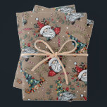 Whimsical Christmas Gnomes Wrapping Paper Sheets<br><div class="desc">Christmas holiday wrapping paper sheets feature cute Christmas gnomes on a brown background,  fun for your holiday gift giving.</div>