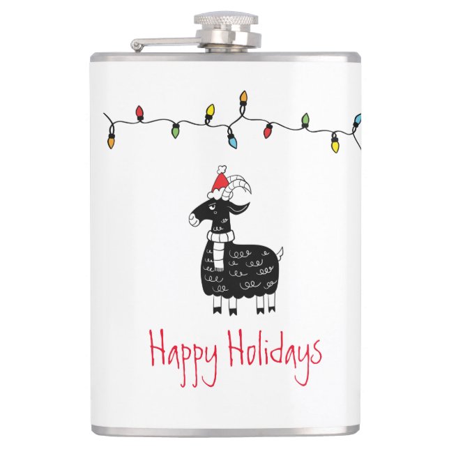 Whimsical Christmas Goat Flask (Front)