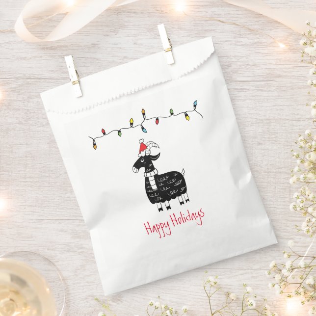 Whimsical Christmas Goat Holiday Favor Bag (Clipped)