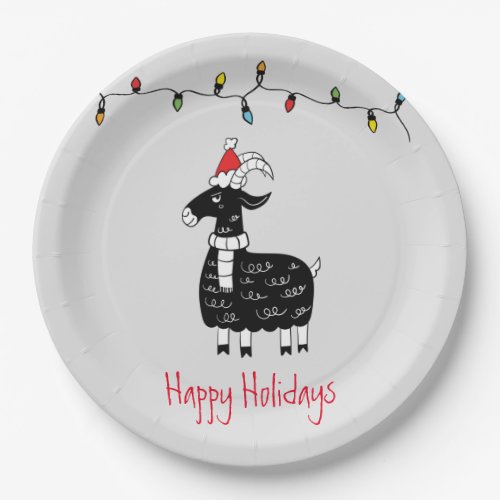 Whimsical Christmas Goat Paper Plates