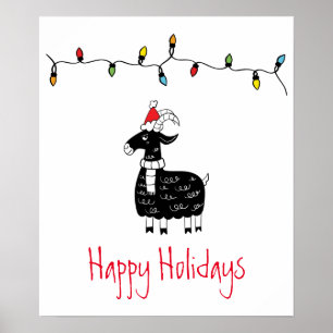 Whimsical Christmas Goat Poster