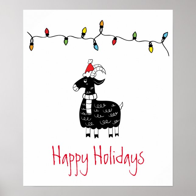 Whimsical Christmas Goat Poster (Front)