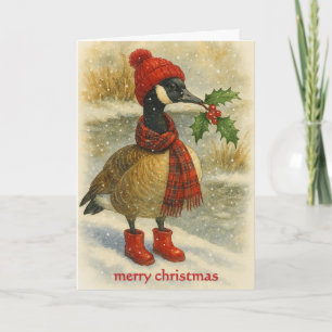 Whimsical Christmas Goose  Holiday Card