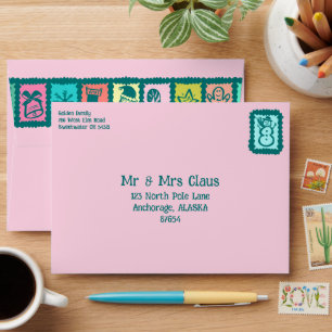 Whimsical Christmas Grid Cute Custom Colorful  Envelope
