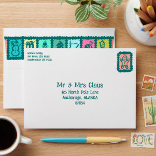 Whimsical Christmas Grid Cute Custom Colorful  Envelope