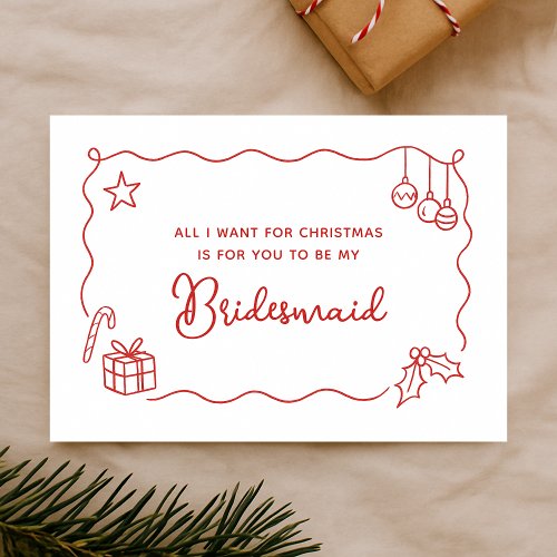 Whimsical Christmas Hand Drawn Bridesmaid Proposal