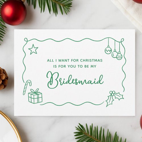 Whimsical Christmas Hand Drawn Bridesmaid Proposal