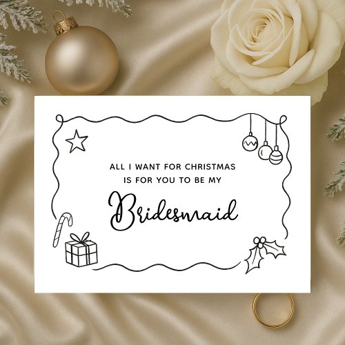 Whimsical Christmas Hand Drawn Bridesmaid Proposal