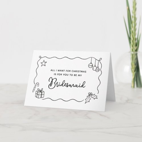 Whimsical Christmas Hand Drawn Bridesmaid Proposal