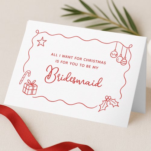 Whimsical Christmas Hand Drawn Bridesmaid Proposal