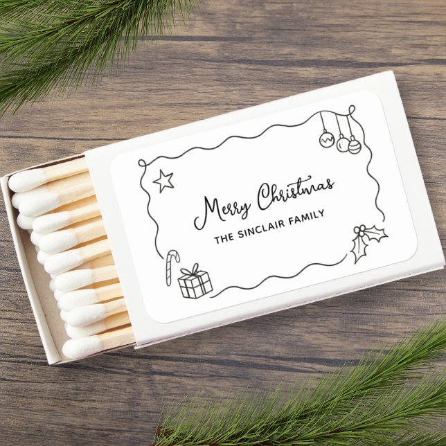 Whimsical Christmas Hand Drawn Scribble Minimalist Matchboxes (Creator Uploaded)