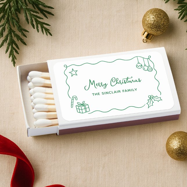 Whimsical Christmas Hand Drawn Scribble Minimalist Matchboxes (Creator Uploaded)