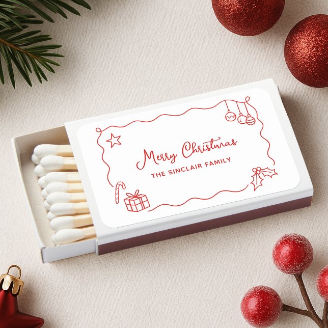 Whimsical Christmas Hand Drawn Scribble Minimalist Matchboxes (Creator Uploaded)