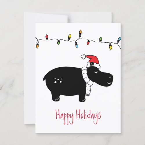 Whimsical Christmas Hippo Card