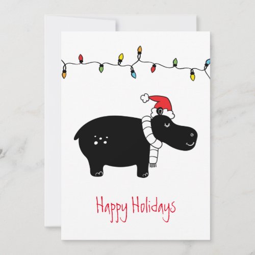 Whimsical Christmas Hippo Christmas Cards