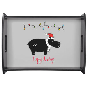 Whimsical Christmas Hippo Serving Tray