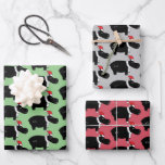 Whimsical Christmas Hippos Wrapping Paper Sheets<br><div class="desc">Whimsical modern hand illustrated hippos with santa hats and scarves  on three different color backgrounds.</div>