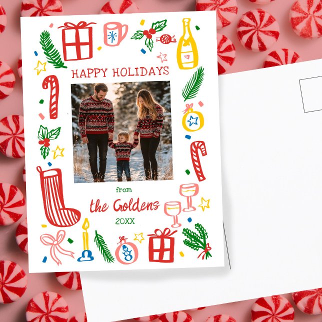 Whimsical Christmas Holiday Cute Custom PHOTO  Postcard (Whimsical Christmas Holiday Cute Custom PHOTO Postcard
)