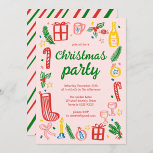 Whimsical Christmas Holiday Party Cute Custom Invitation