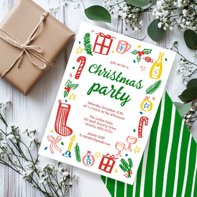 Whimsical Christmas Holiday Party Cute Custom Invitation (Whimsical Christmas Holiday Party Cute Custom Invitation
)