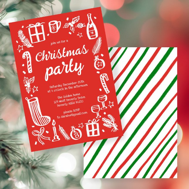 Whimsical Christmas Holiday Party Cute Custom Invitation (Whimsical Christmas Holiday Party Cute Custom Invitation
)