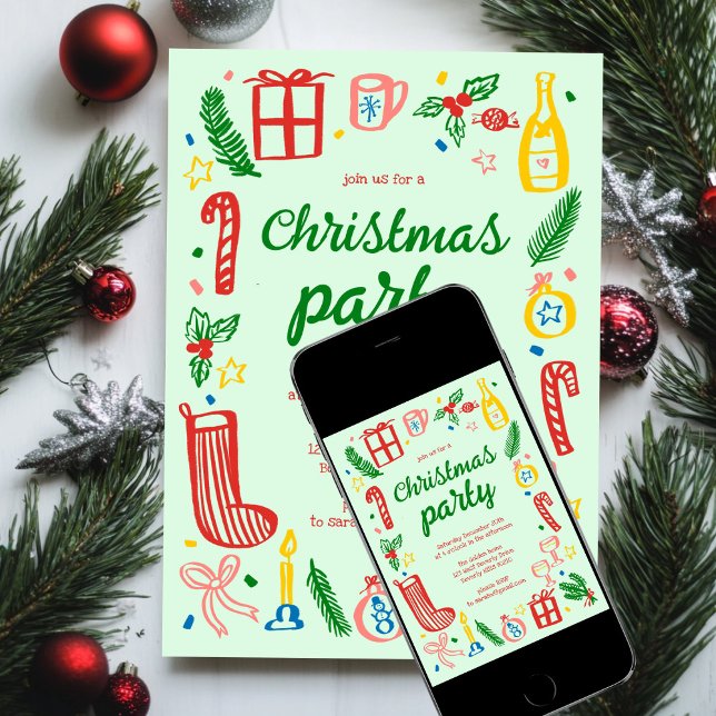 Whimsical Christmas Holiday Party Cute Custom Invitation (Whimsical Christmas Holiday Party Cute Custom Invitation
Digital Download evite)