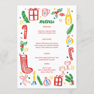 Whimsical Christmas Holiday Party Cute Custom Menu