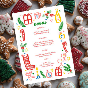 Whimsical Christmas Holiday Party Cute Custom Menu