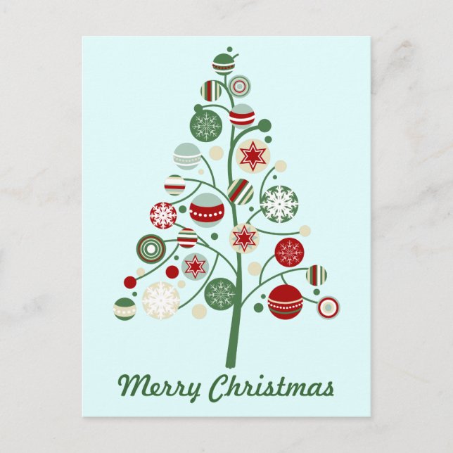 Whimsical Christmas Holiday Tree Postcard (Front)