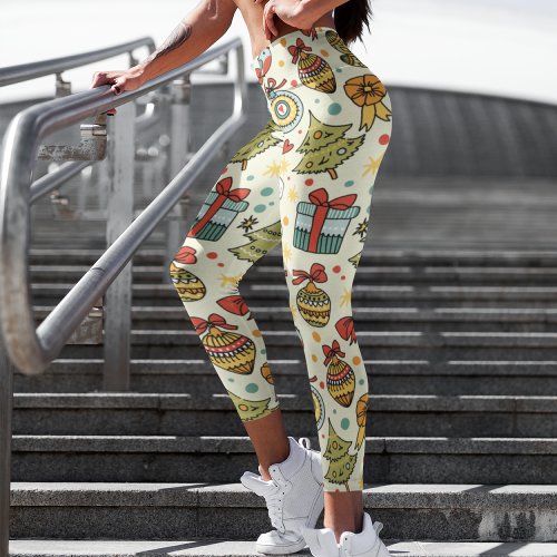 Whimsical Christmas Holidays Seasonal Festive Capri Leggings