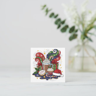 Whimsical Christmas Hot Cocoa & Treats Note Card