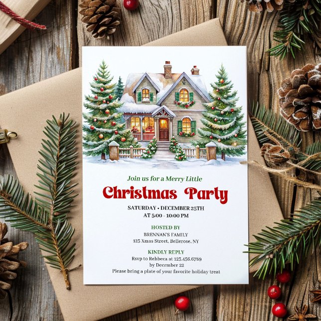 Whimsical Christmas House Holiday Party Invitation (Whimsical Christmas House Holiday Party Invitation)