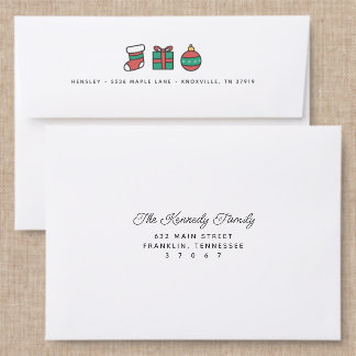 Whimsical Christmas Icons Back Addressed Envelopes