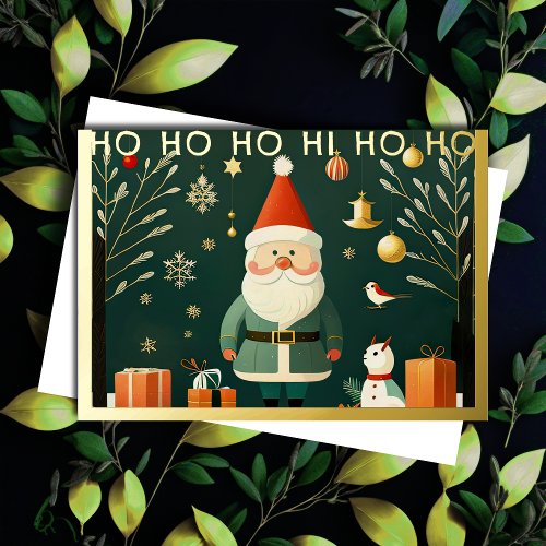 Whimsical Christmas Illustration Foil Holiday Card