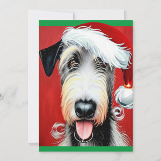 Whimsical Christmas Irish Wolfhound Flat Card