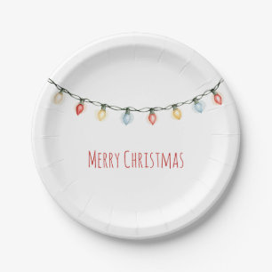 Whimsical Christmas Lights Paper Plates