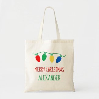 Whimsical Christmas Lights Personalized Gift Bag