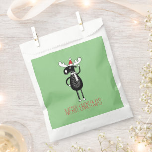 Whimsical Christmas Moose Favor Bag