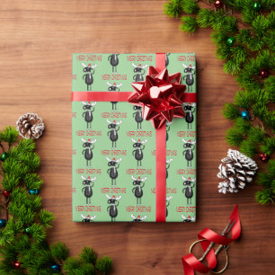 Whimsical Christmas Moose Pattern Wrapping Paper