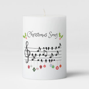 Whimsical Christmas Music Note Birds Sheet Custom Pillar Candle
