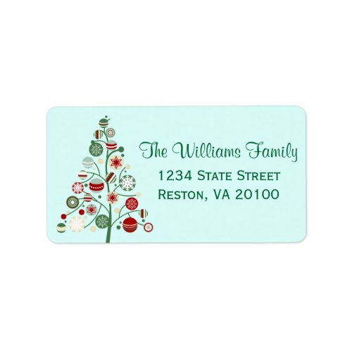 Whimsical Christmas Ornament Tree Address Labels