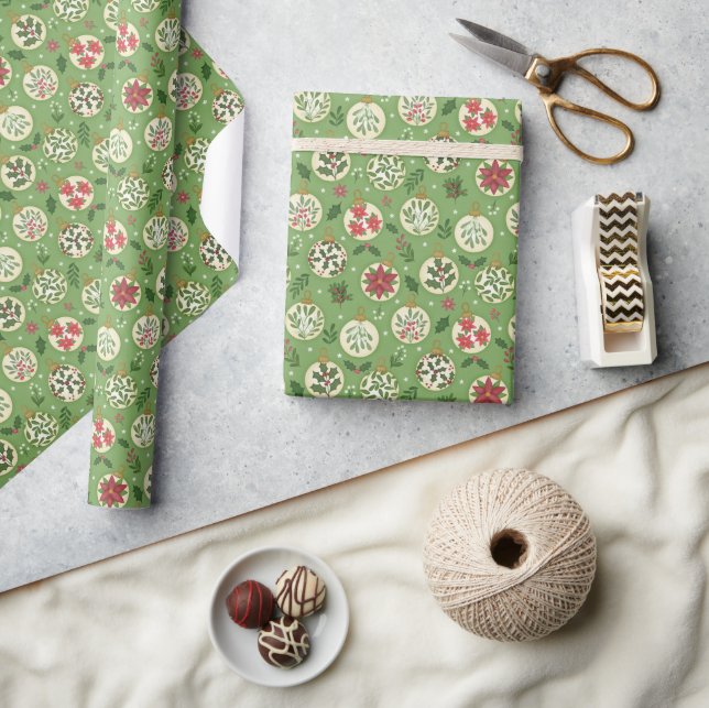 Whimsical Christmas Ornament Wrapping Paper Roll   (Crafts)
