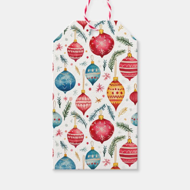 Whimsical Christmas Ornaments Gift Tags (Front)