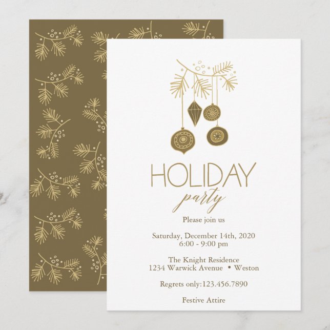 Whimsical Christmas Ornaments Holiday Party Invitation (Front/Back)