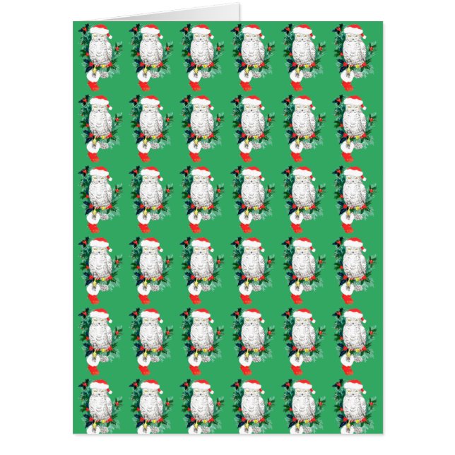 Whimsical Christmas Owl Stocking Designed Big Card (Front)