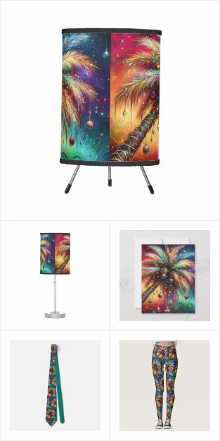 Whimsical Christmas Palm Tree Tropical Beach Vivid