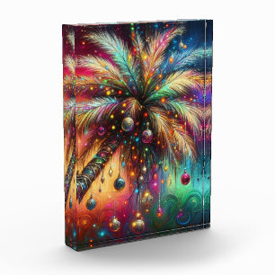 Whimsical Christmas Palm Tree Tropical Beach Vivid Photo Block