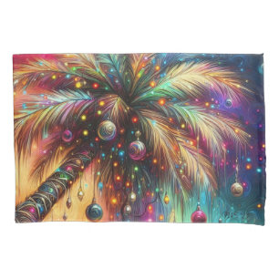 Whimsical Christmas Palm Tree Tropical Beach Vivid Pillow Case