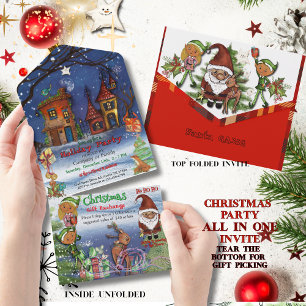 Whimsical Christmas Party & Gift Exchange All In One Invitation