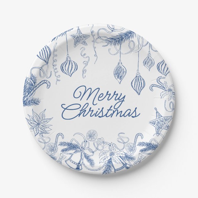Whimsical Christmas  Party Paper Plates (Front)